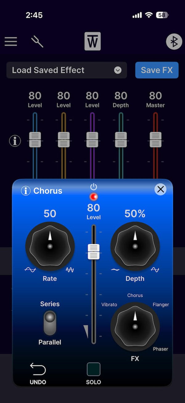 ToneWoodAmp2 app — Chorus controls