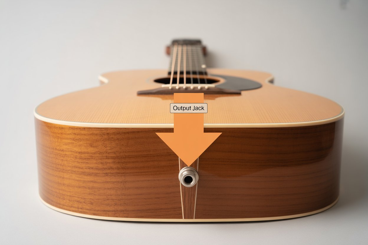 Close-up of a guitar output jack
